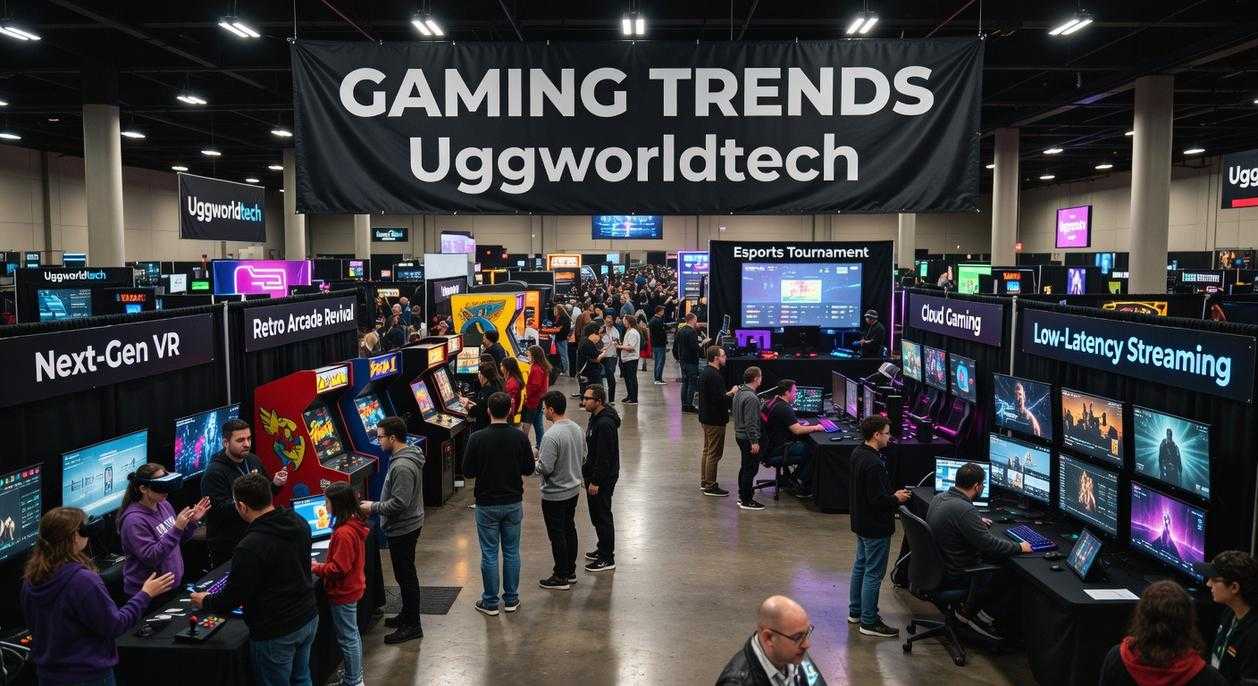 A gamer exploring the latest gaming trends on uggworldtech with a modern gaming setup showing esports and cloud gaming in 2026